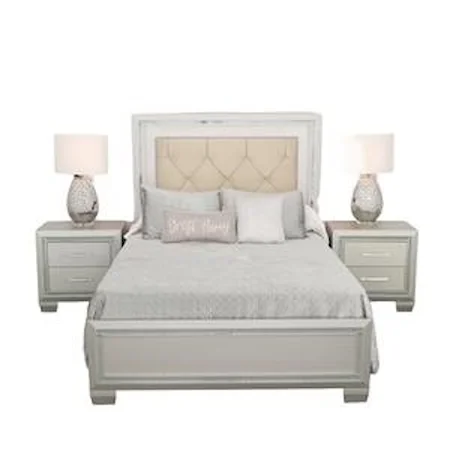 Queen Upholstered Bed with Mood Backlighting